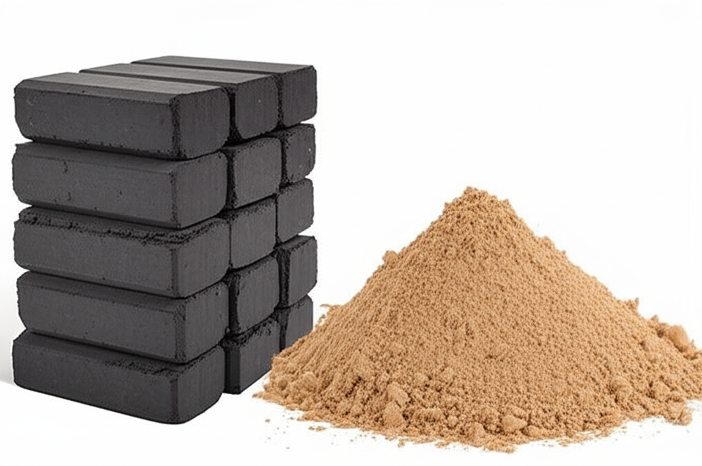 Than mùn cưa ép khối BBQ và nguyên liệu mùn cưa