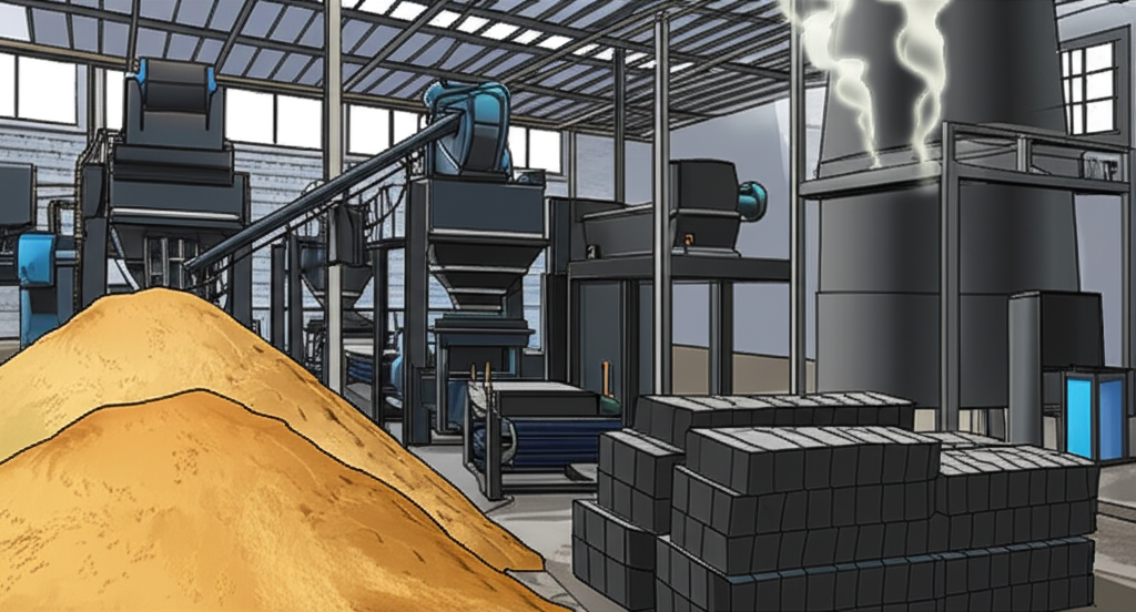 Than Mùn Cưa: Giải Pháp Năng Lượng Sạch Cho Cuộc Sống Hiện Đại Của Bạn 2 Quá trình sản xuất than mùn cưa