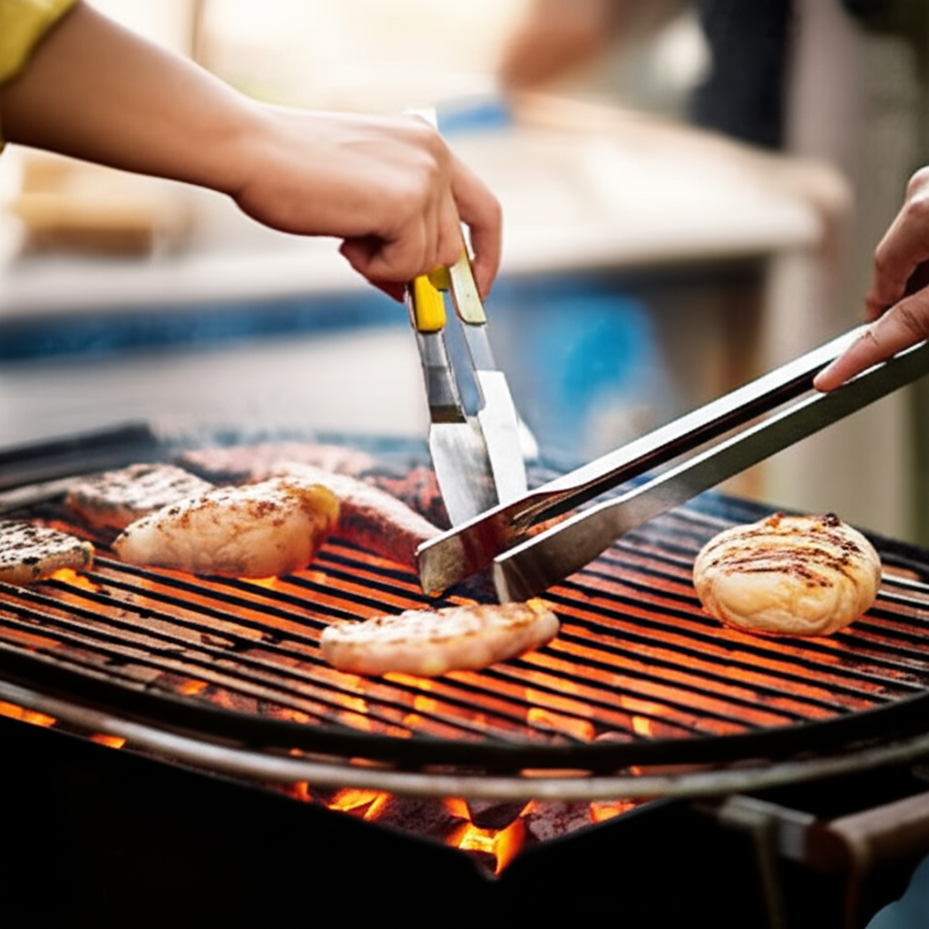 Người đang nướng BBQ không khói với than sạch
