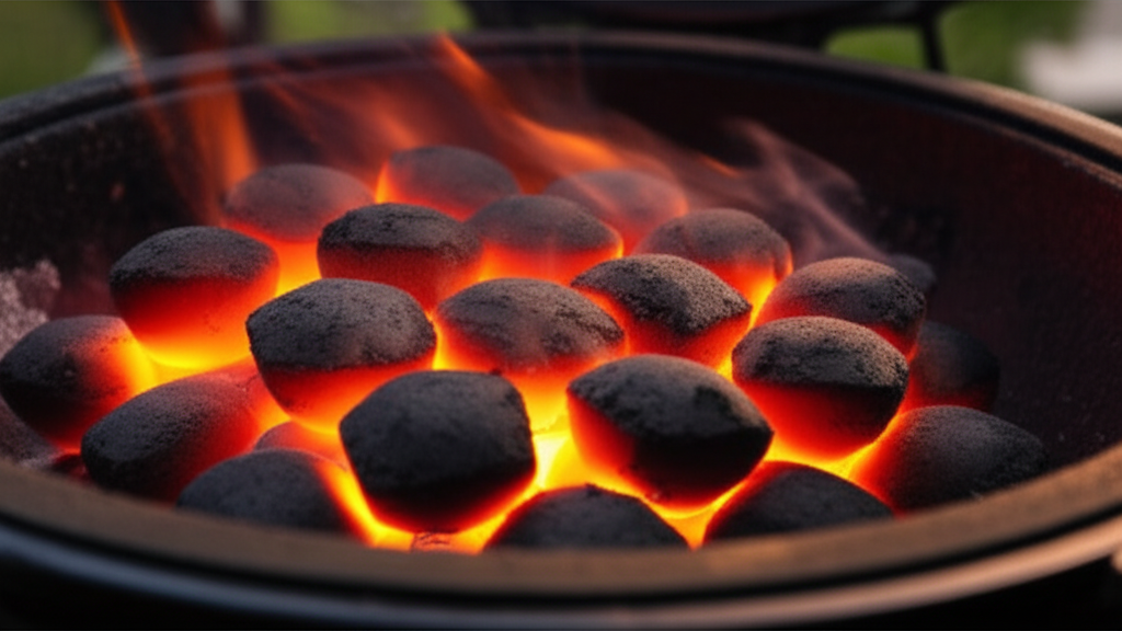 Than BBQ đang cháy hồng trong lò nướng